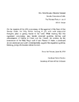 Secretary of State Cardinal Pietro Parolin’s Letter